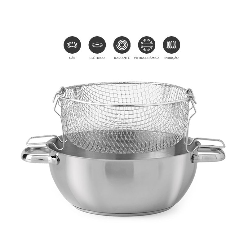 Fritadeira com cesto e fundo térmico