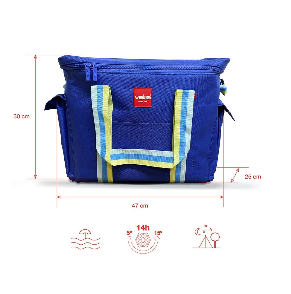 Saco termico 22 litros azul Valira