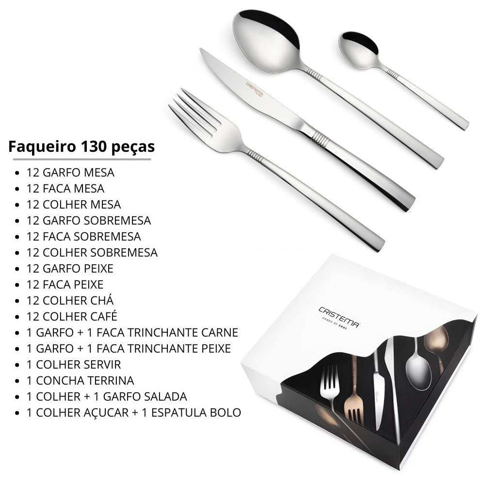 Faqueiro 130 peças inox Cristema Istambul