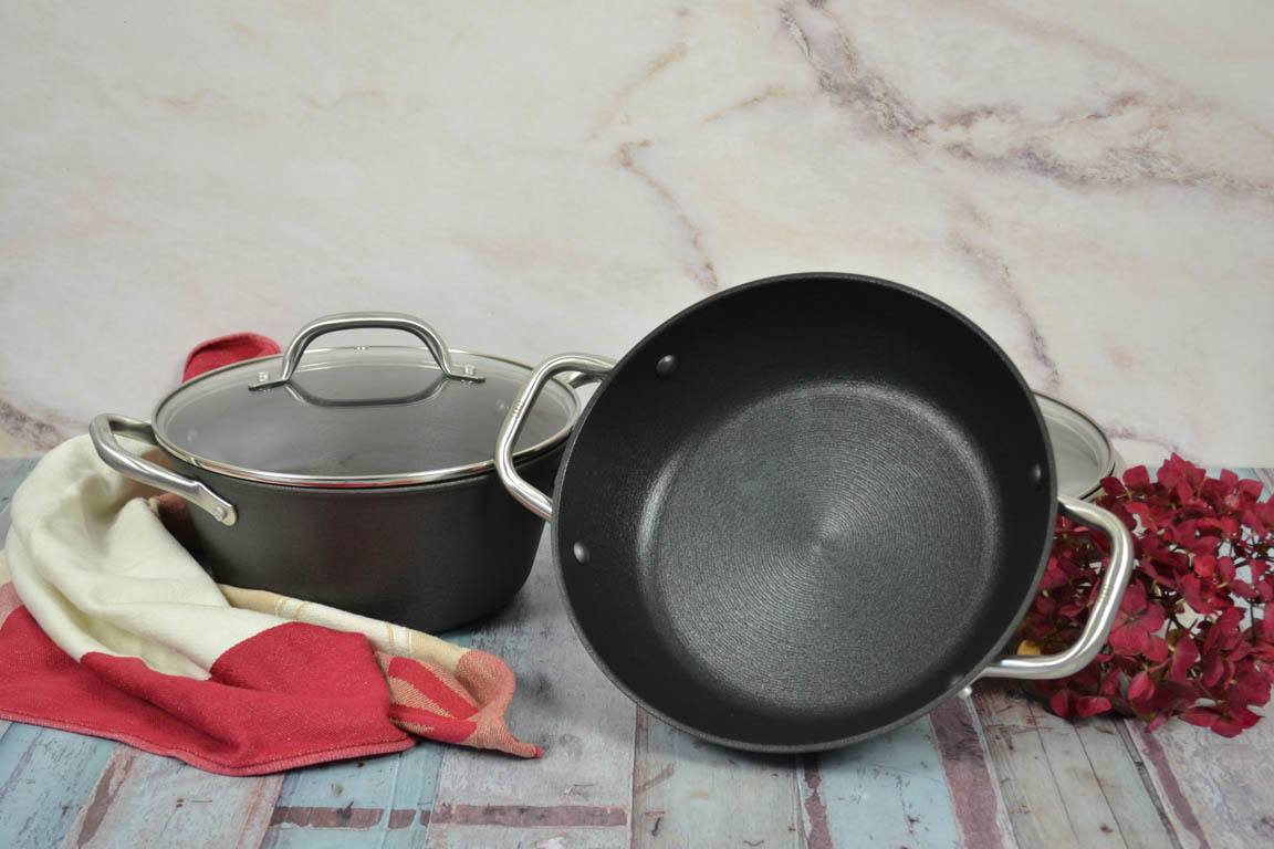 Caçarola ferro fundido tampa vidro - Boj Global