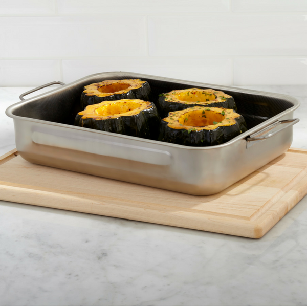 Assadeira inox retangular antiaderente - Steel Pan