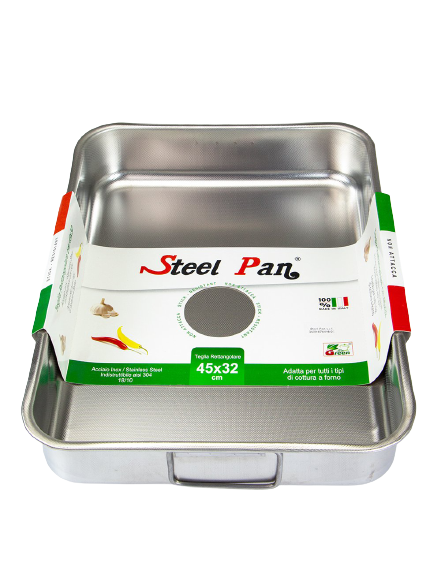 Assadeira inox retangular antiaderente - Steel Pan