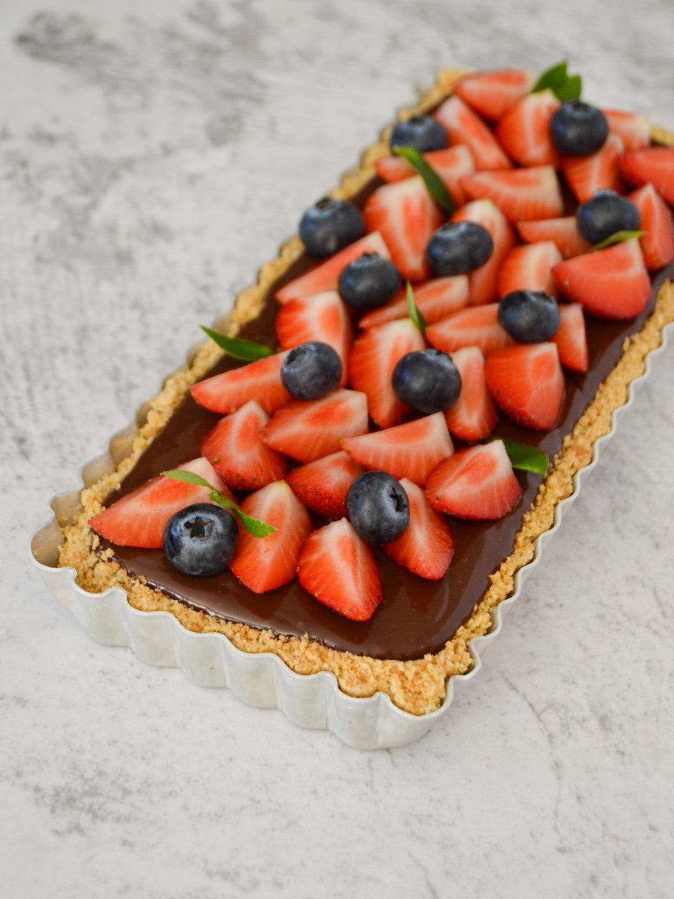 Tarte em forma retangular fundo amovivel