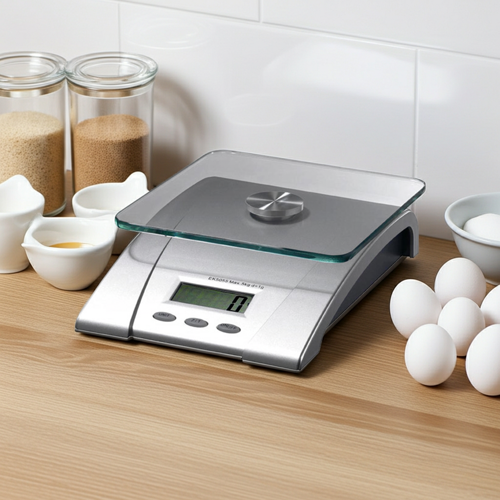 Balança de cozinha digital 5 kg prateada