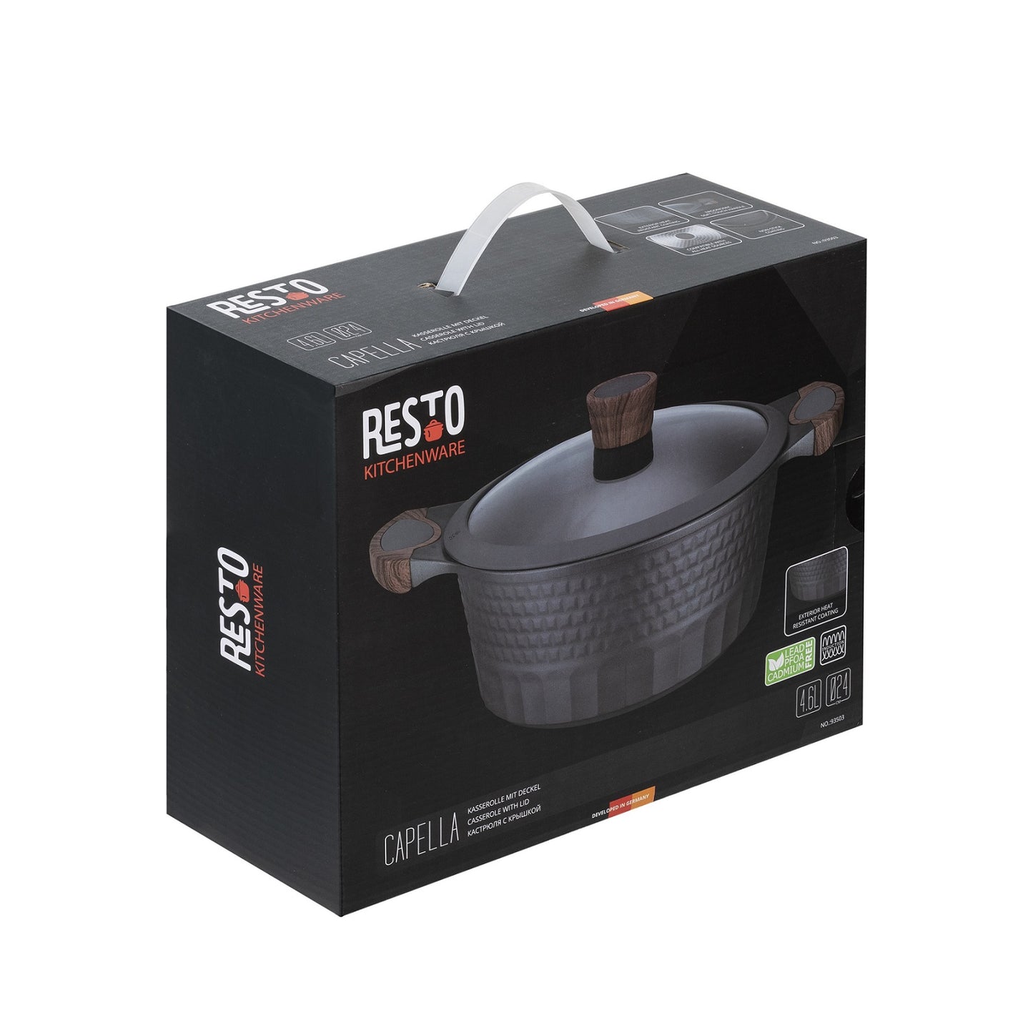 Caçarola Antiaderente Indução com tampa vidro Capella 24cm – Resto Kitchenware