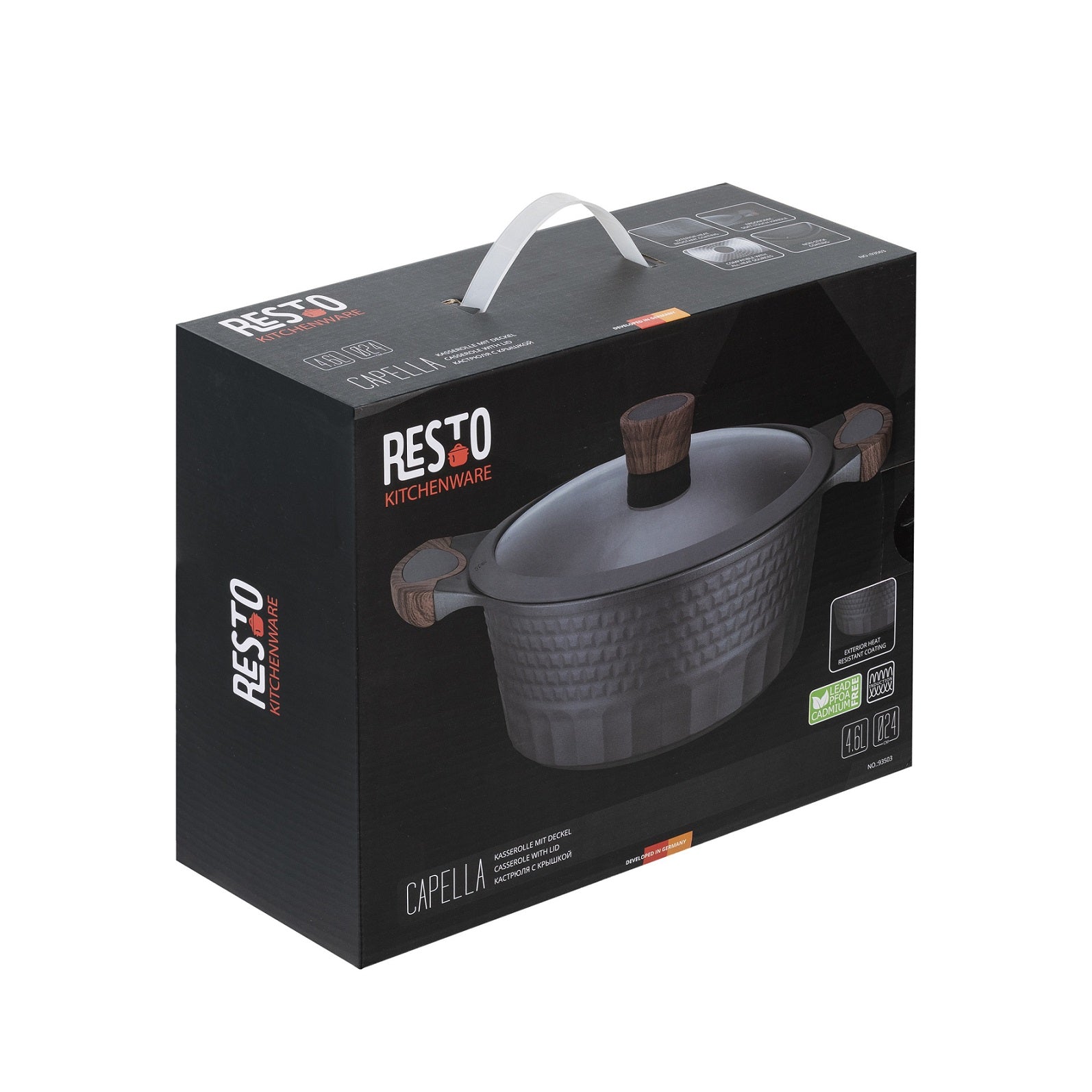 Caçarola Antiaderente Indução com tampa vidro Capella 24cm – Resto Kitchenware