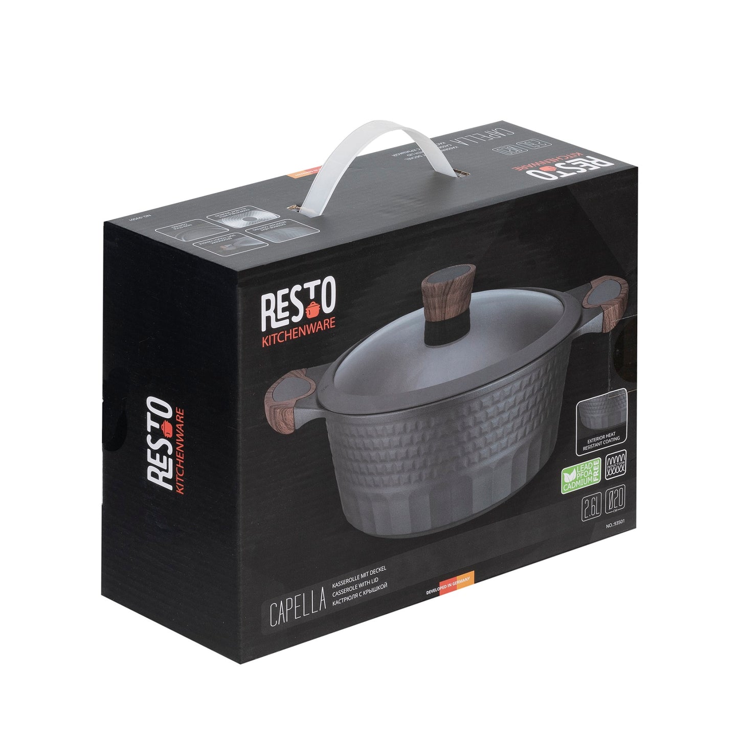 Caçarola Antiaderente Indução com tampa vidro Capella 20cm – Resto Kitchenware