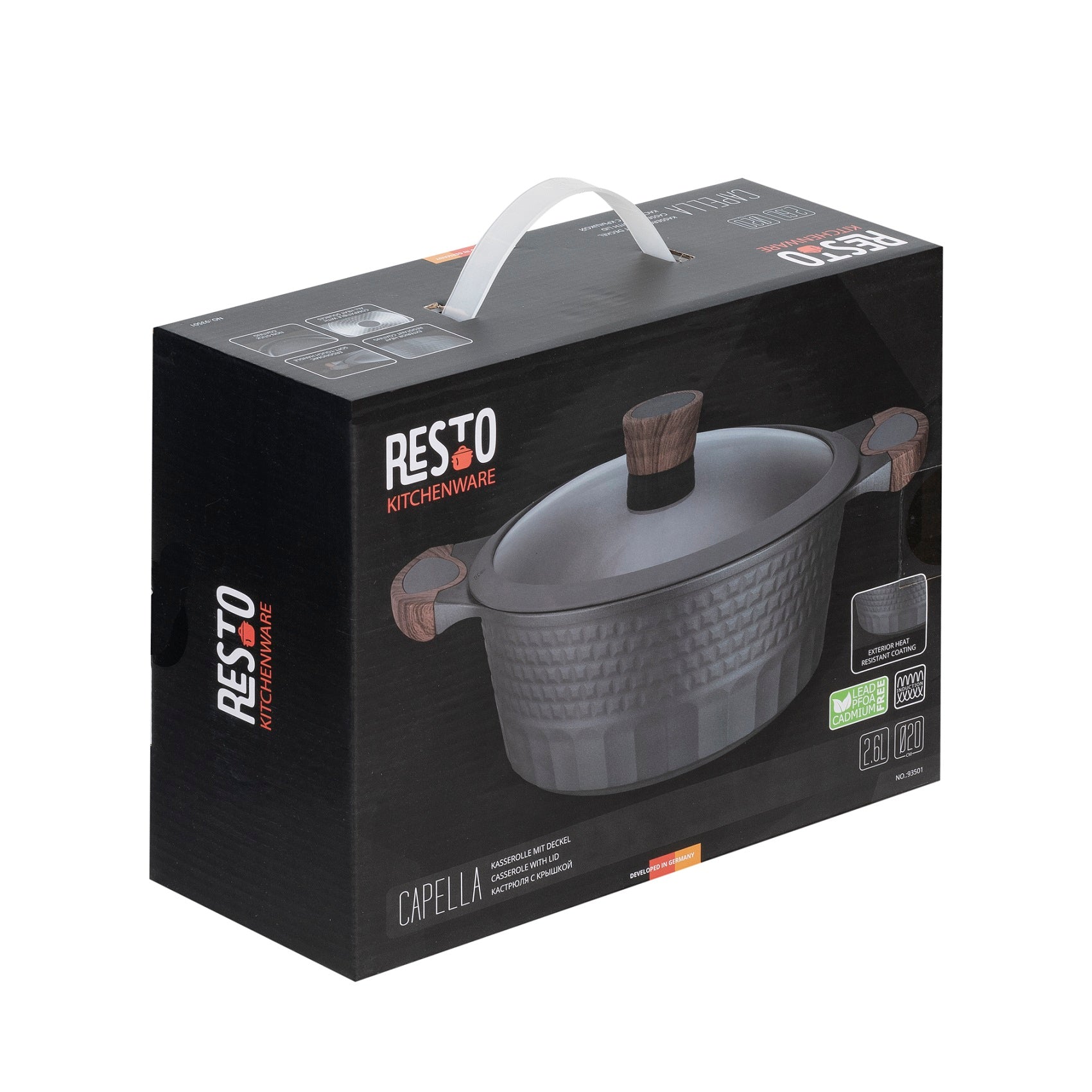 Caçarola Antiaderente Indução com tampa vidro Capella 20cm – Resto Kitchenware