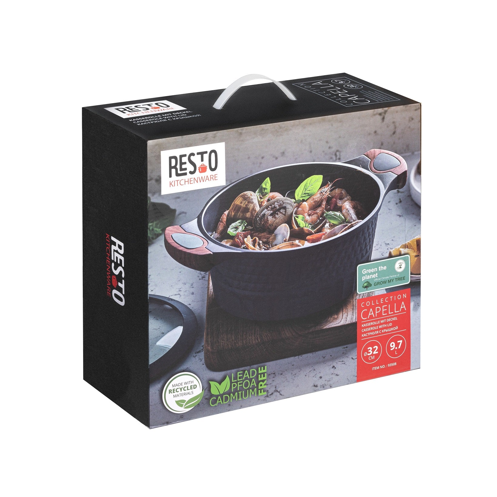 Caçarola Antiaderente Indução com tampa vidro Capella 32cm – Resto Kitchenware