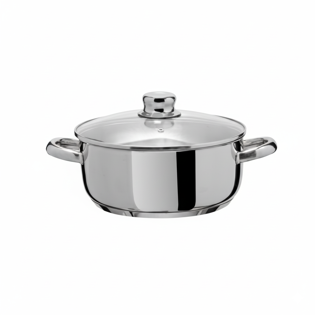 Caçarola inox com tampa de vidro Atenas - Artame - cozinha silva