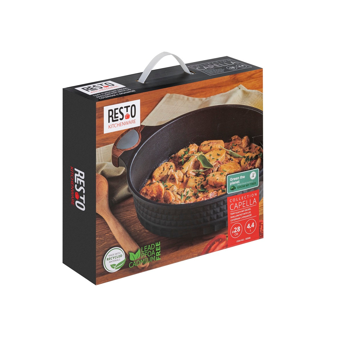 Caçarola baixa Antiaderente Indução tampa vidro Capella 28cm – Resto Kitchenware