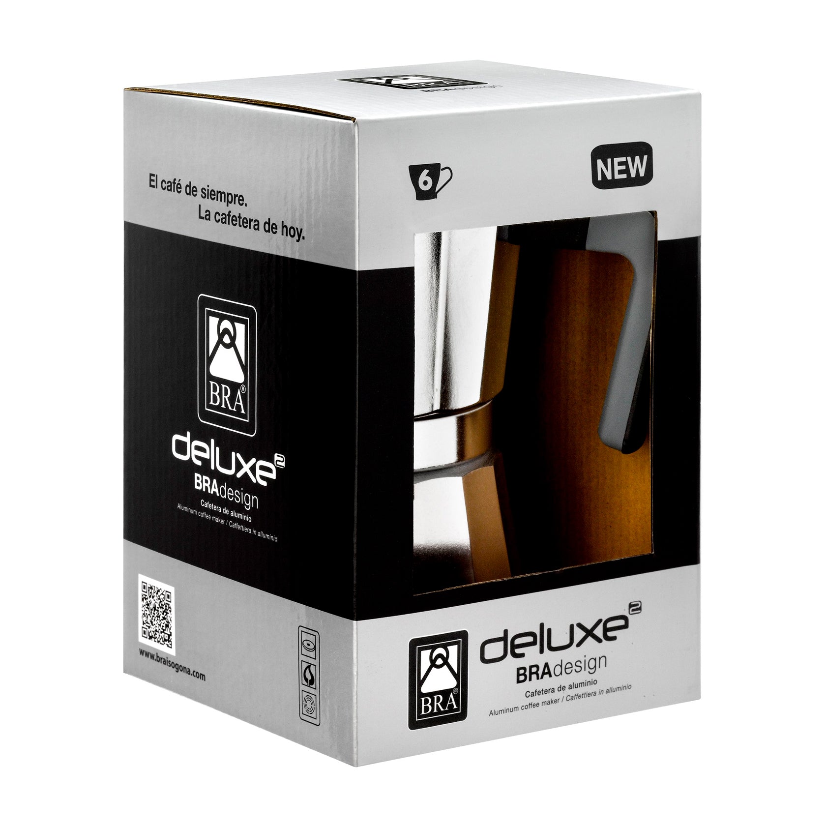Cafeteira Italiana Clássica BRA Deluxe - 1 a 12 chavenas