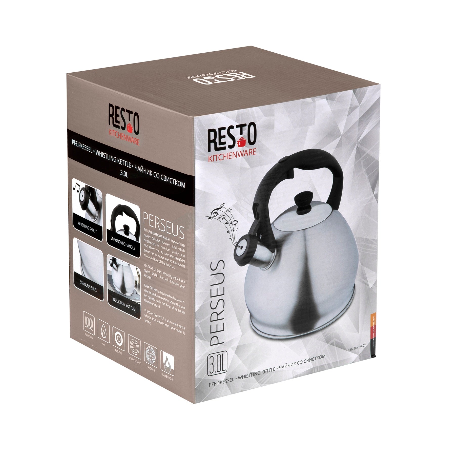 Chaleira Inox Satinada Indução Perseus 3L Resto Kitchenware