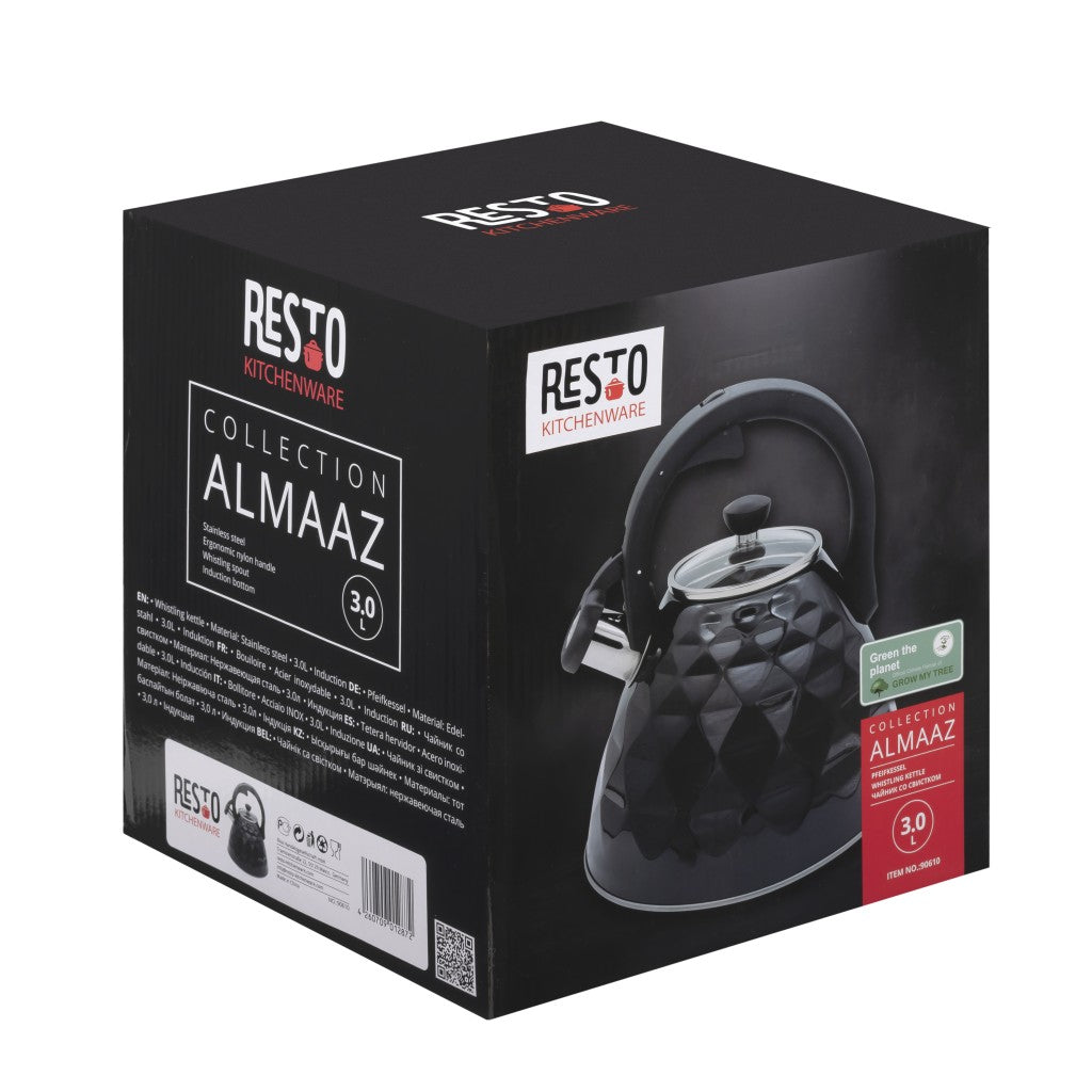 Chaleira Inox Preta Almaaz 3L Indução_Design 3D_Resto Kitchenware