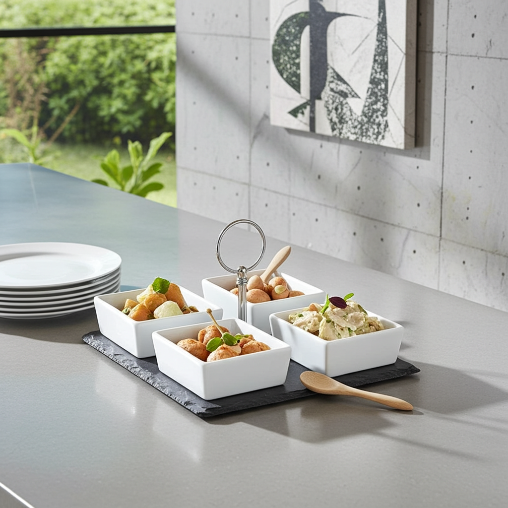 Conjunto para servir aperitivos 4 peças