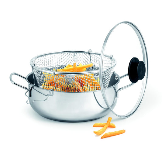 Fritadeira inox com cesto e tampa - Steel Pan