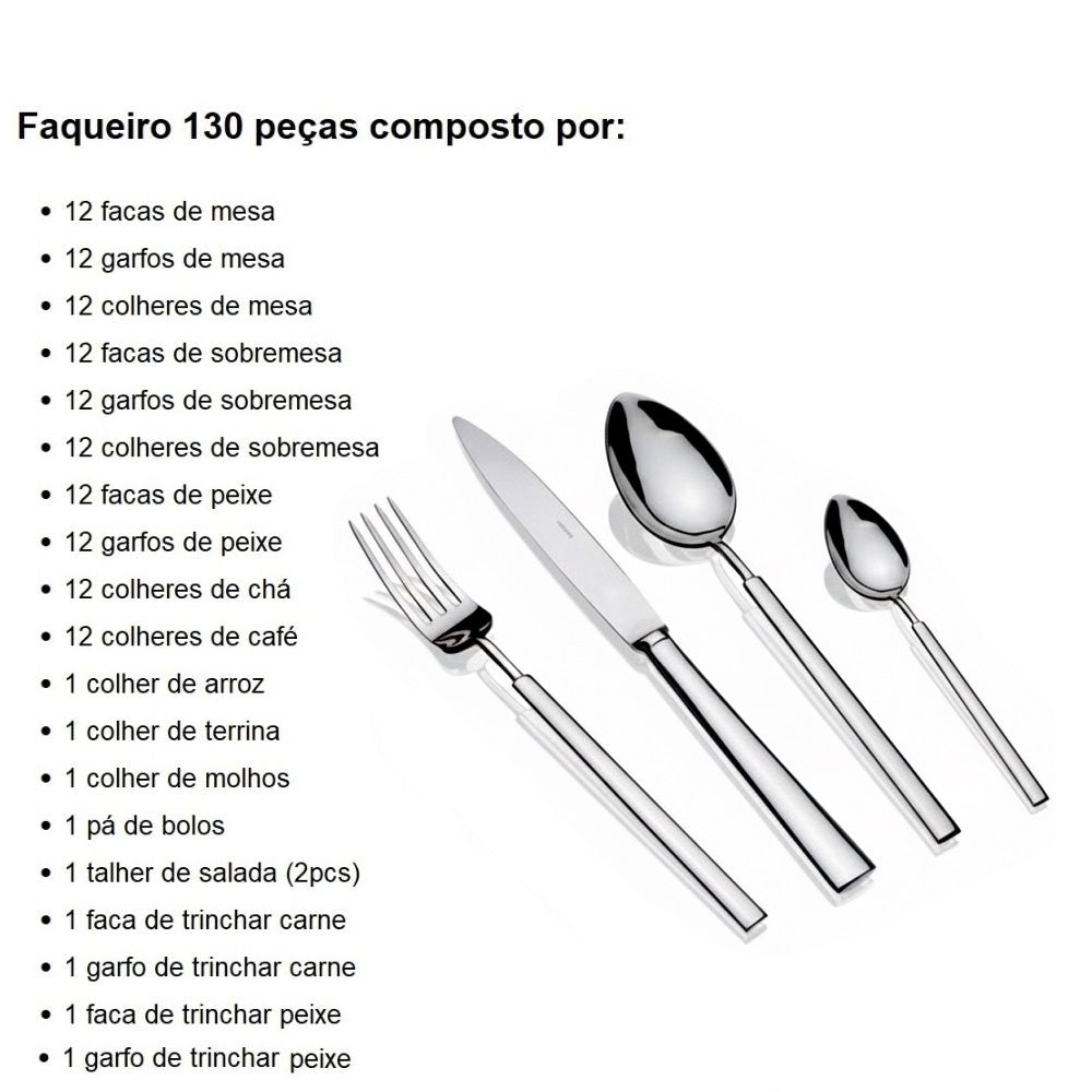Faqueiro 130 peças inox Herdmar Vintage