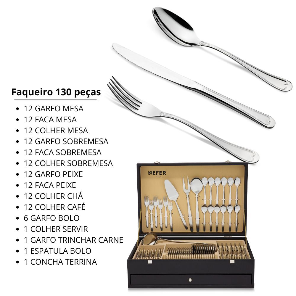Faqueiro 130 peças Luanda Cristema Nefer