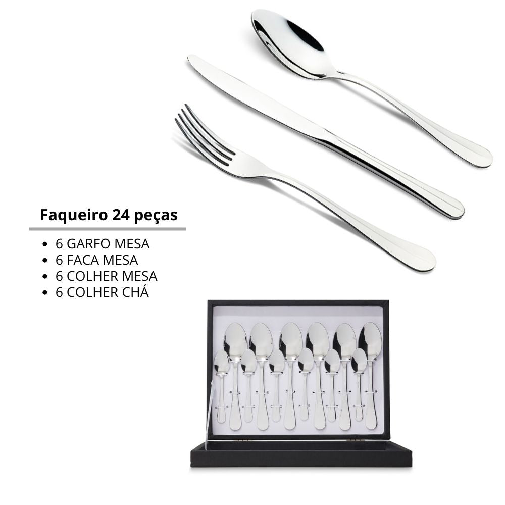 Faqueiro 24 peças Benguela Cristema Nefer