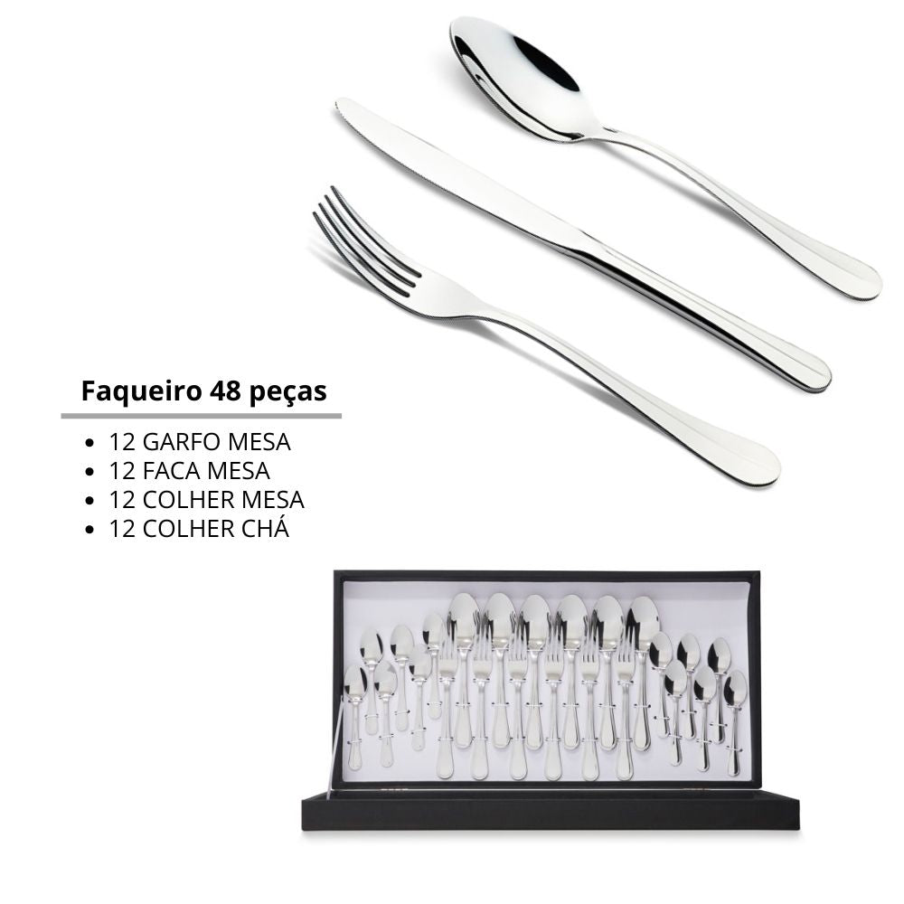 Faqueiro 48 peças Benguela Cristema Nefer