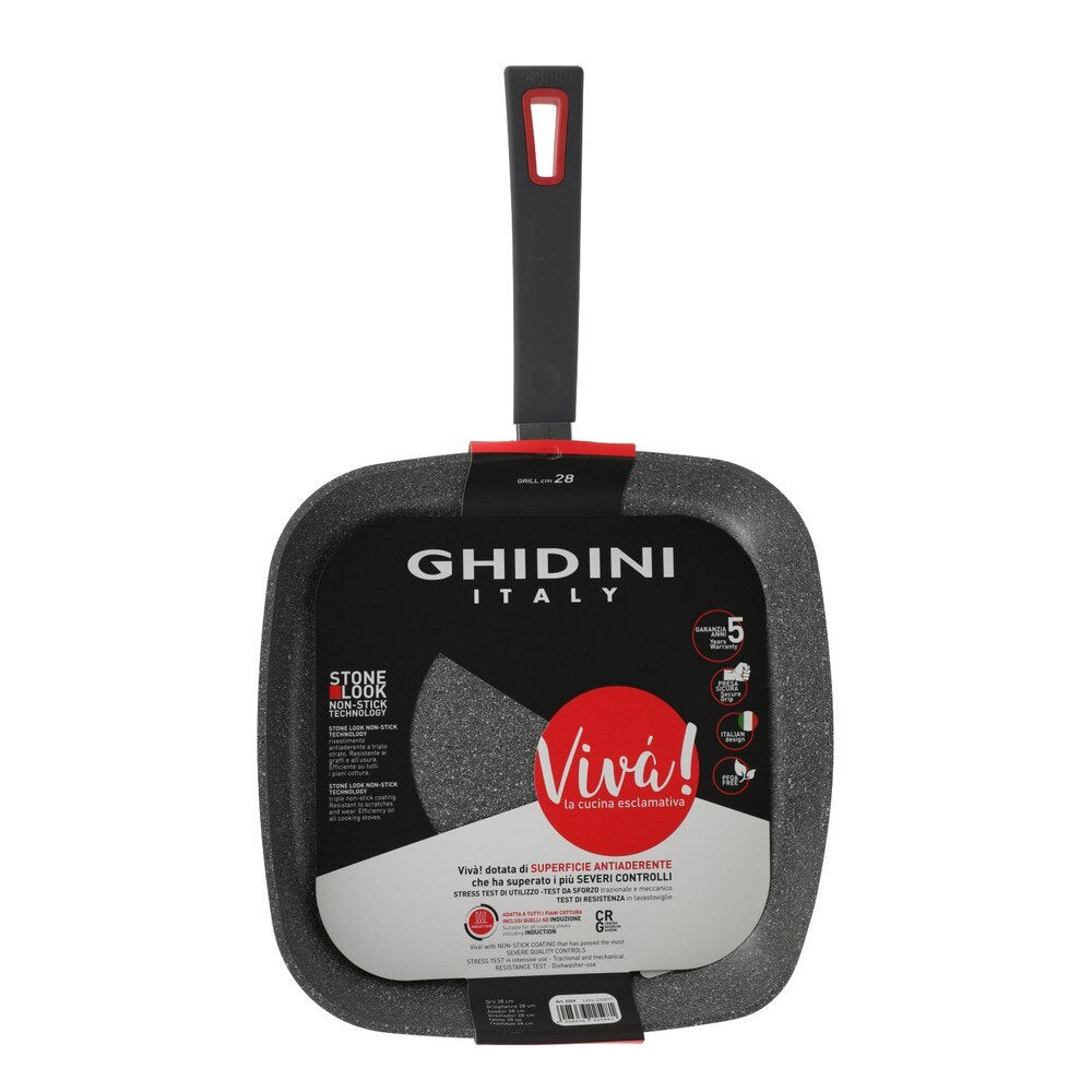 Grelhador antiaderente quadrado indução linha Viva - Ghidini Italy
