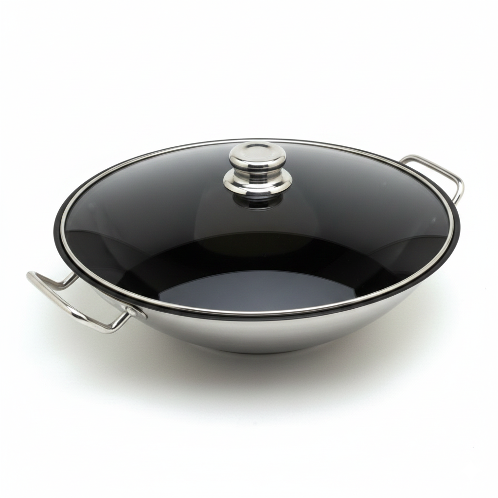Panela Wok antiaderente com tampa vidro para indução - Artame