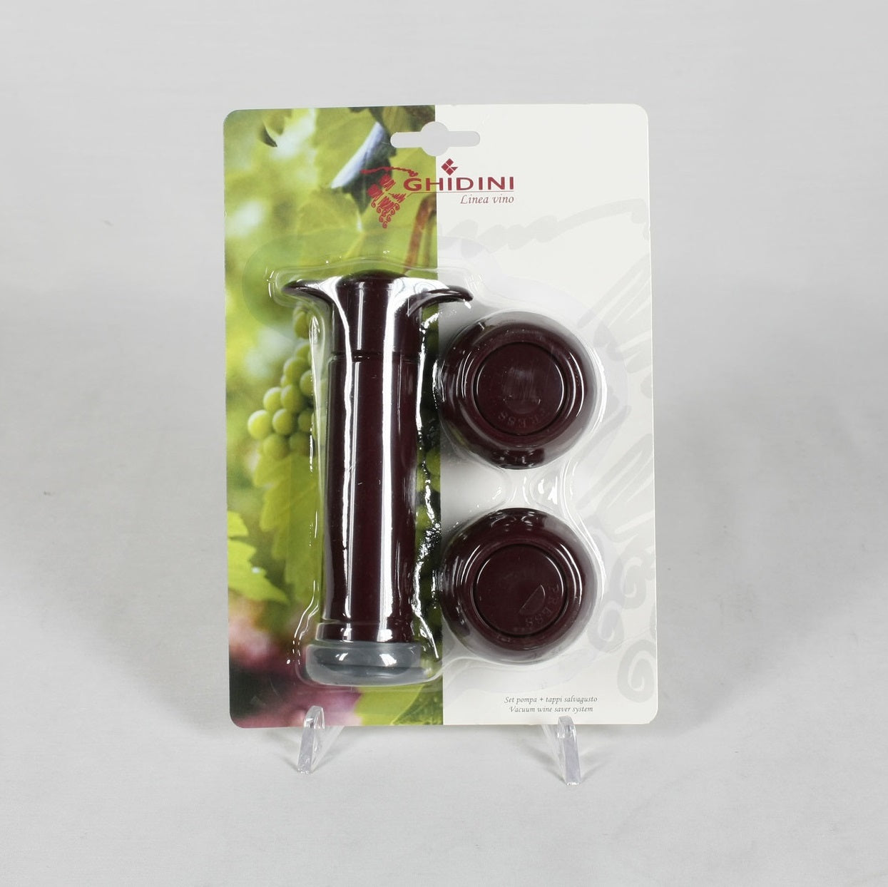 Bomba de vácuo para vinho com duas rolhas - Ghidini italy