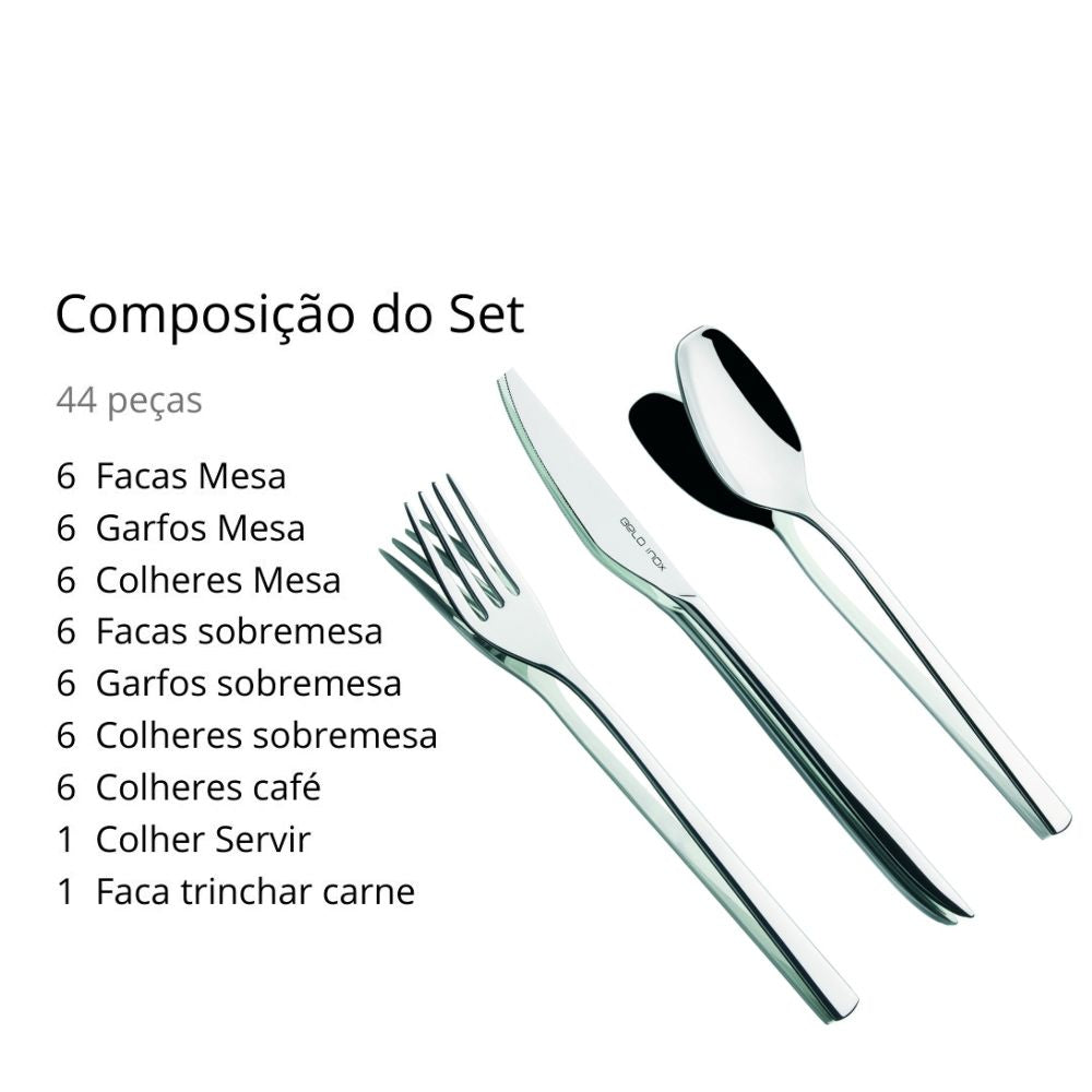 Faqueiro belo inox obelisko 44 peças