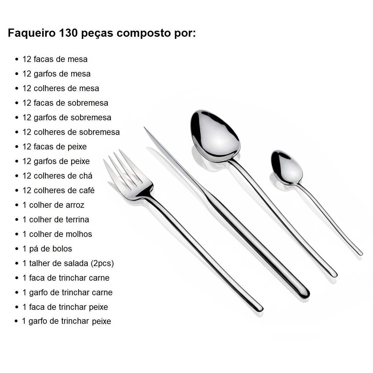 Faqueiro 130 peças inox Herdmar - Stick