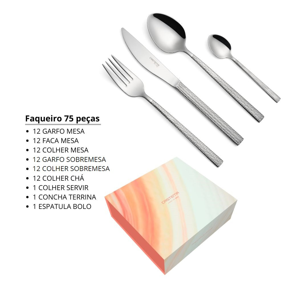 Faqueiro completo 75 peças Dakar - Cristema