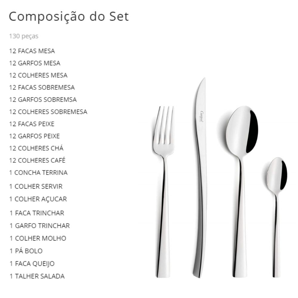 Faqueiro Cutipol 130 peças Duna