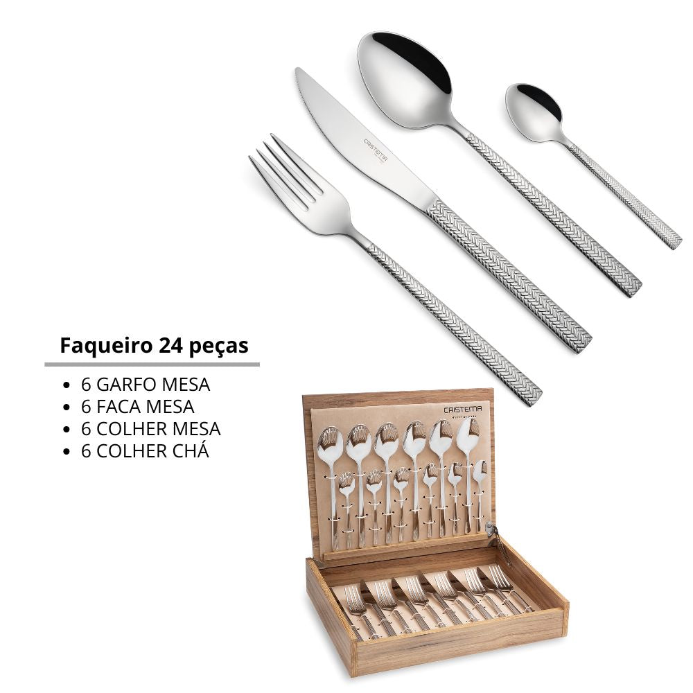 Faqueiro completo 24 peças Dakar - Cristema