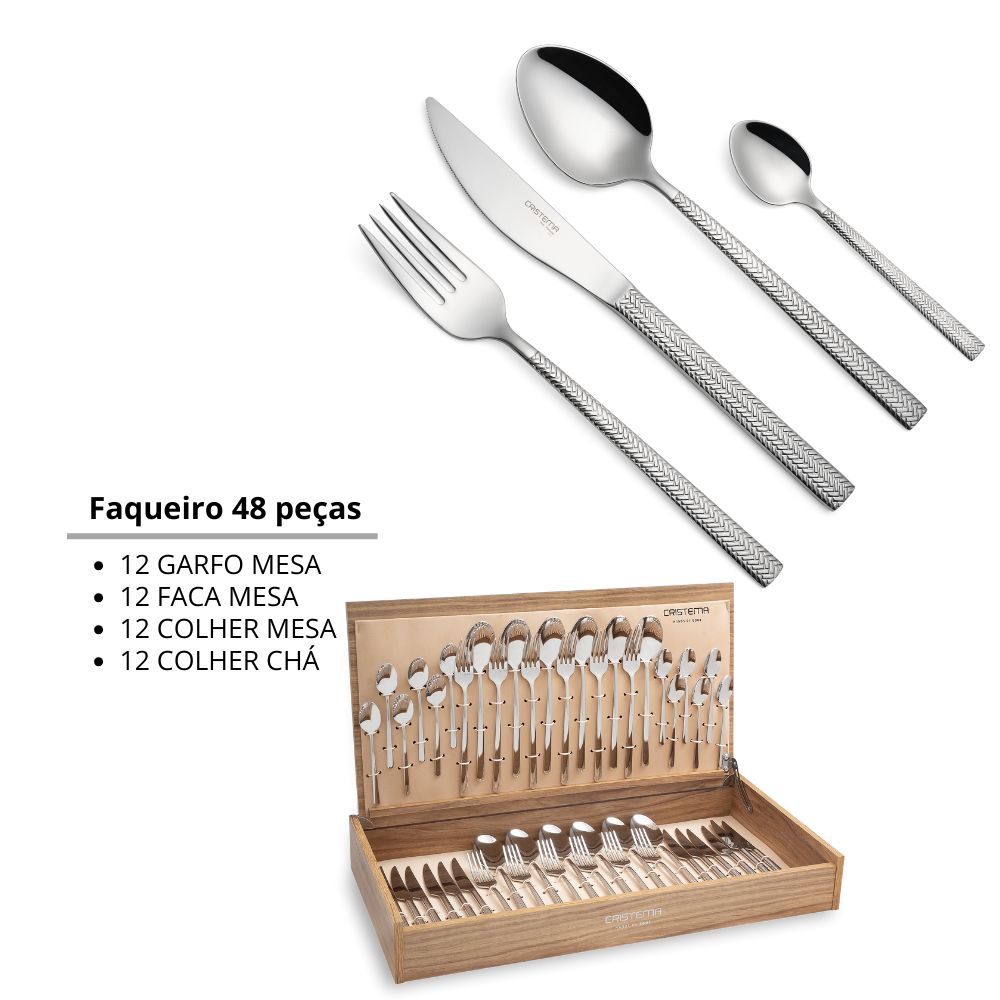 Faqueiro completo 48 peças Dakar - Cristema