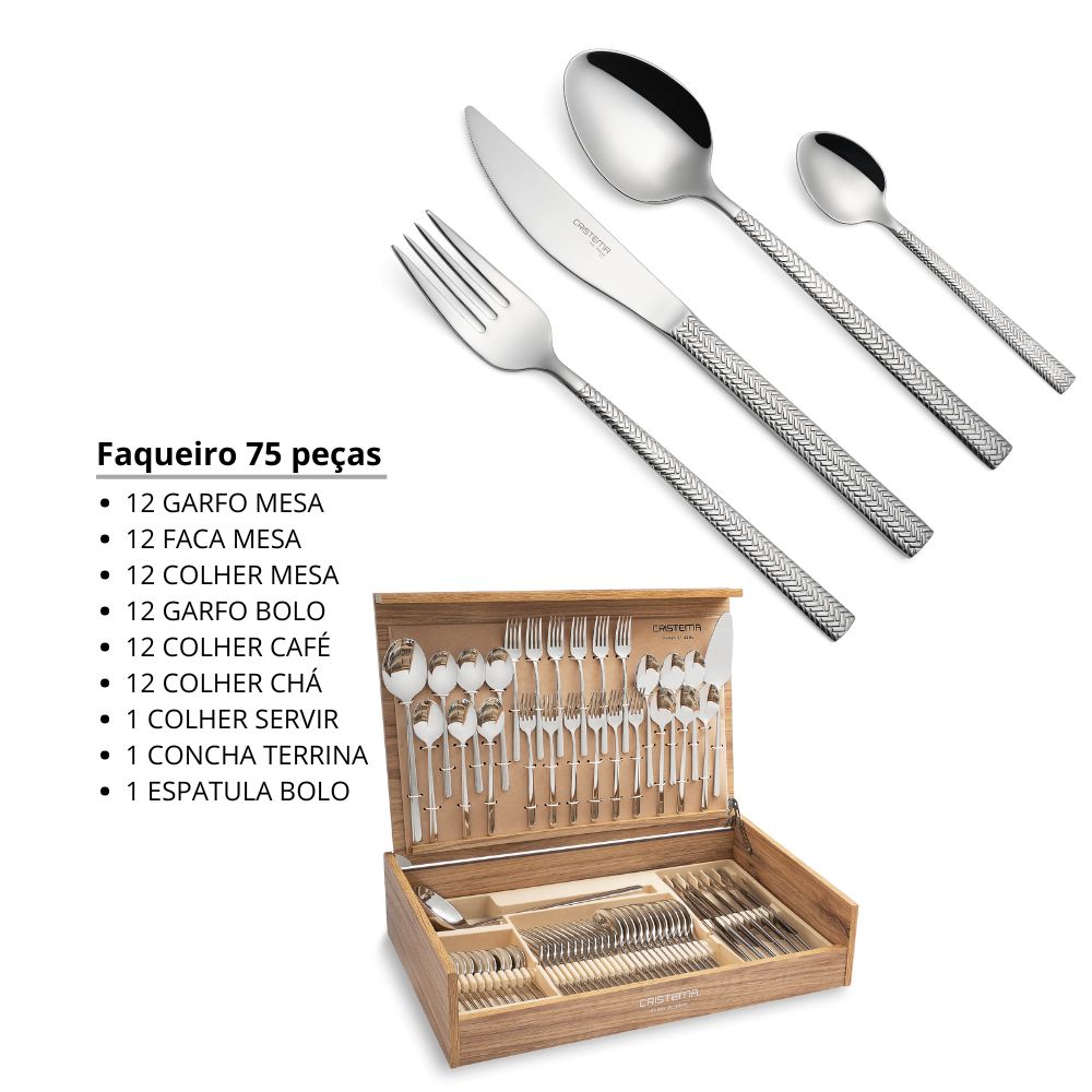 Faqueiro completo 75 peças Dakar - Cristema