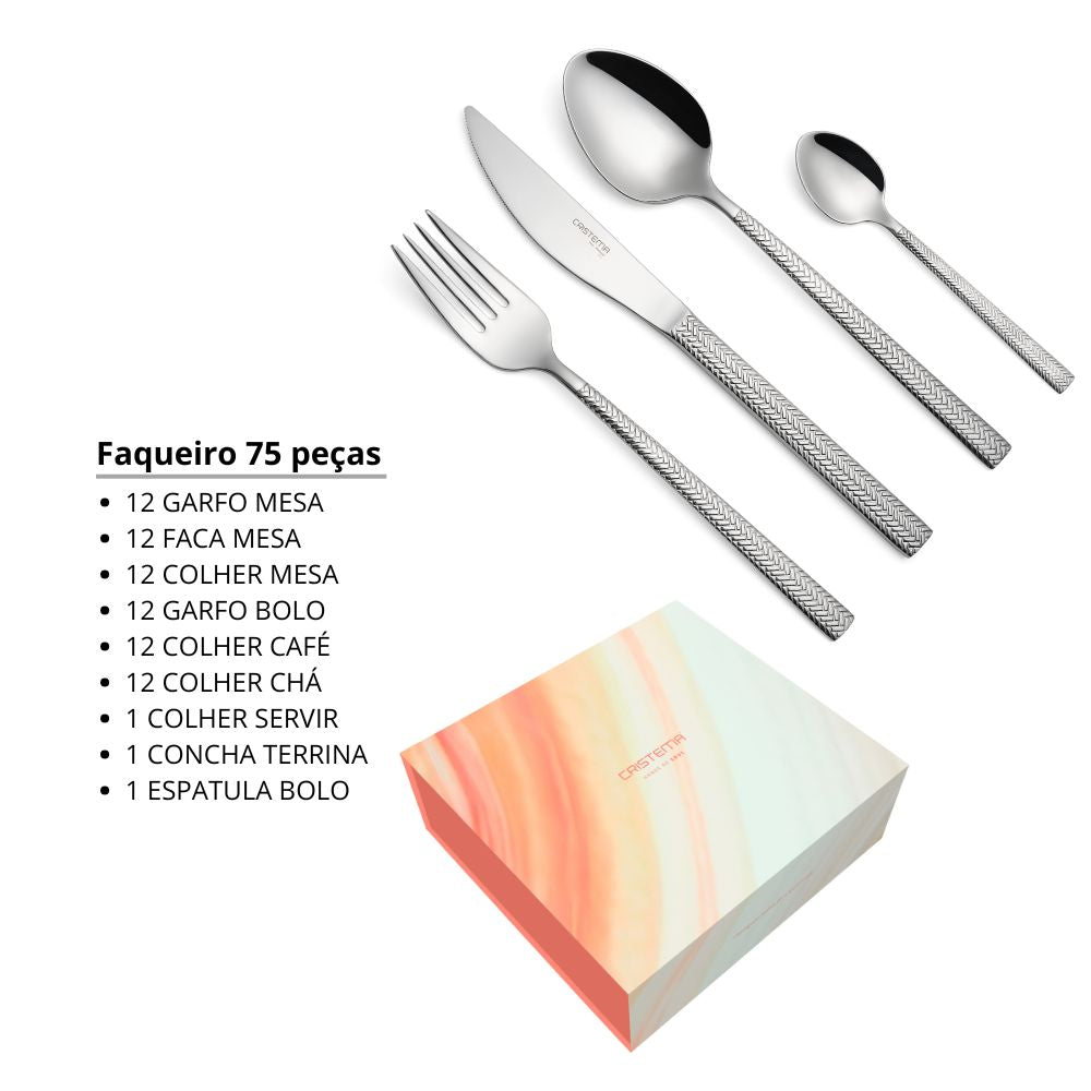 Faqueiro completo 75 peças Dakar - Cristema