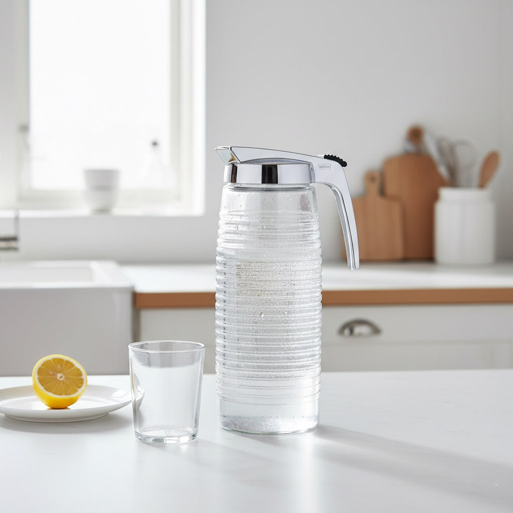 Jarro de vidro com tampa cromada 1,4L - Valira - Na cozinha Silva