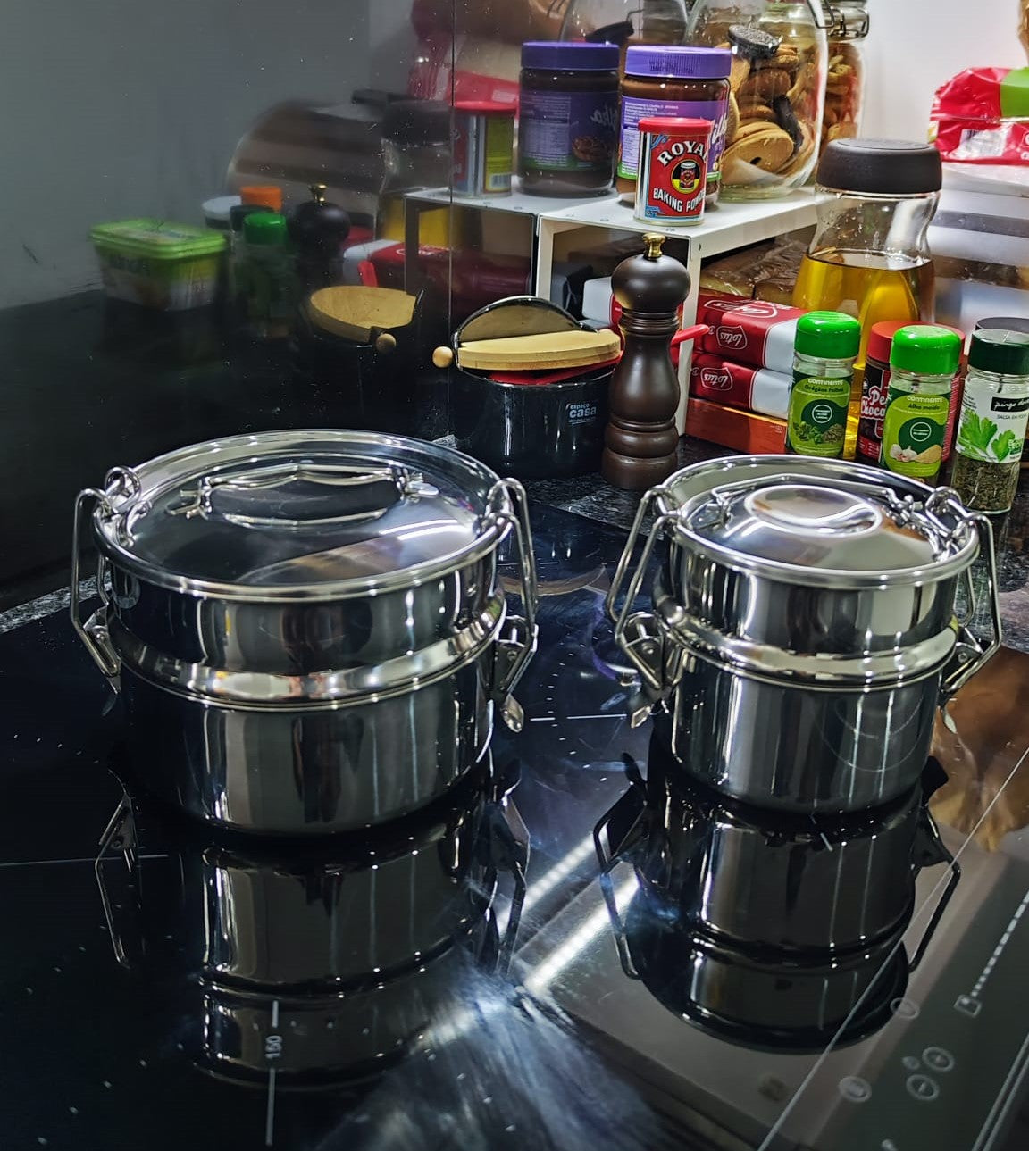 Marmita inox dupla com fundo térmico Artame