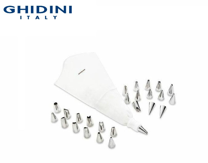 Saco de pasteleiro reutilizável com bicos inox Ghidini